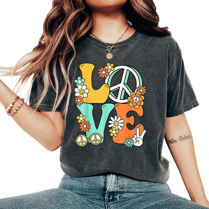 Love 60'S 70'S Party Outfit Groovy Hippie Costume Peace Sign Women's Oversized Comfort T-Shirt