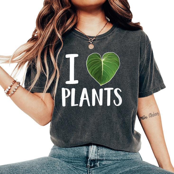 I Love Plants I Heart Plants Leaf Women's Oversized Comfort T-Shirt