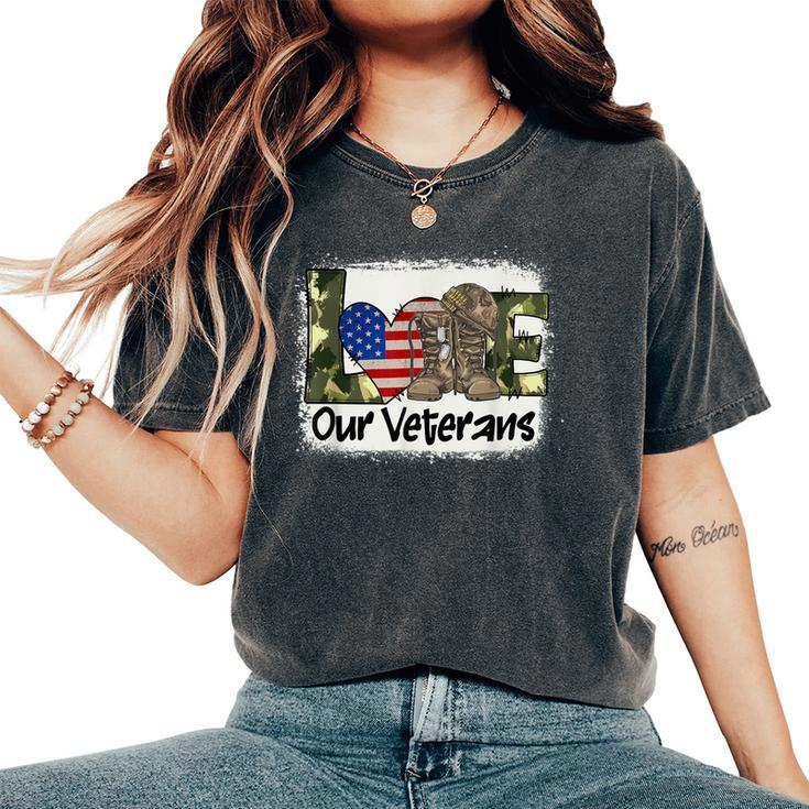 Love Our Veterans Us Military Veteran Day Womens Women's Oversized Comfort T-Shirt