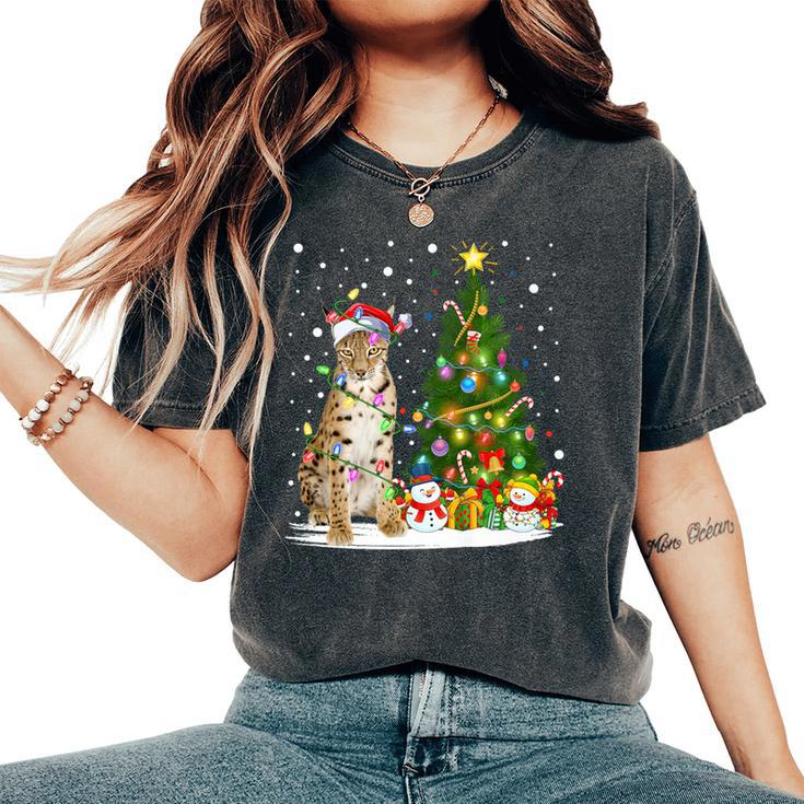 Lynx Xmas Tree Lighting Santa Lynx Christmas Women's Oversized Comfort T-Shirt