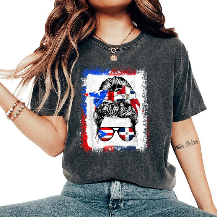 Messy Bun Half American Puerto Rican Dominican Root Women's Oversized Comfort T-Shirt