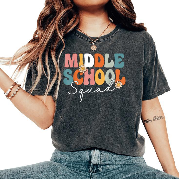 Middle School Squad Team Retro Groovy First Day Of School Women's Oversized Comfort T-Shirt