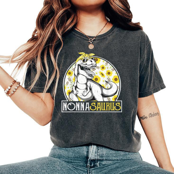 Nonna Saurus Sunflower Dinosaur Italian Grandma T Rex Women's Oversized Comfort T-shirt