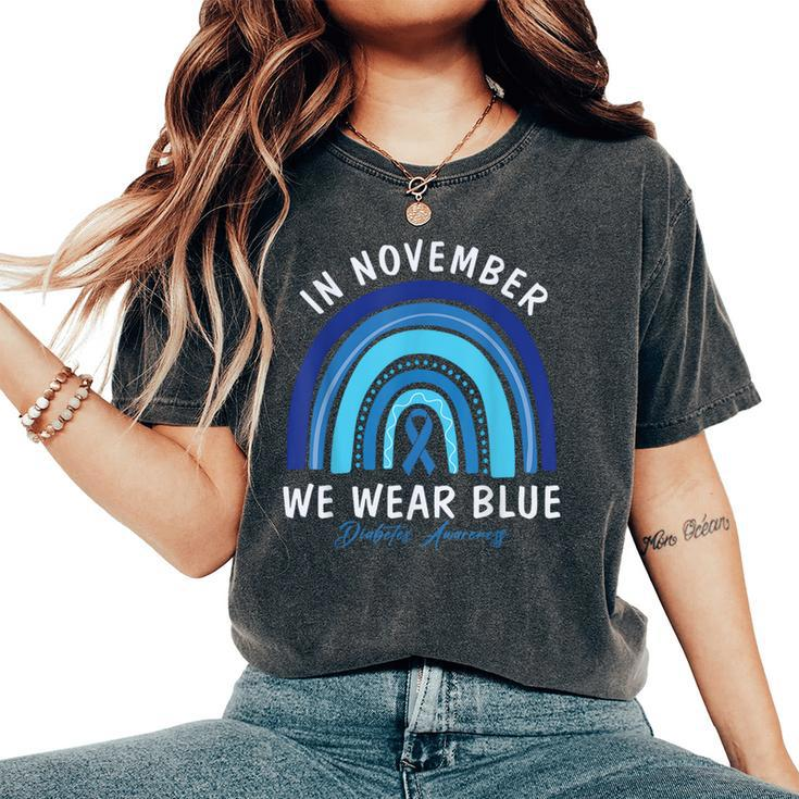 In November We Wear Blue Rainbow Diabetes Awareness Women's Oversized Comfort T-Shirt