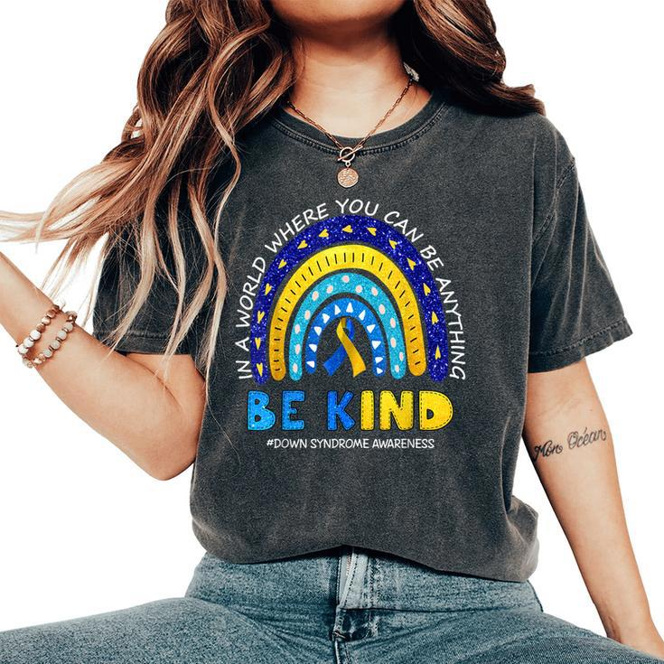In October We Wear Blue And Yellow Down Syndrome Awareness Women's Oversized Comfort T-shirt