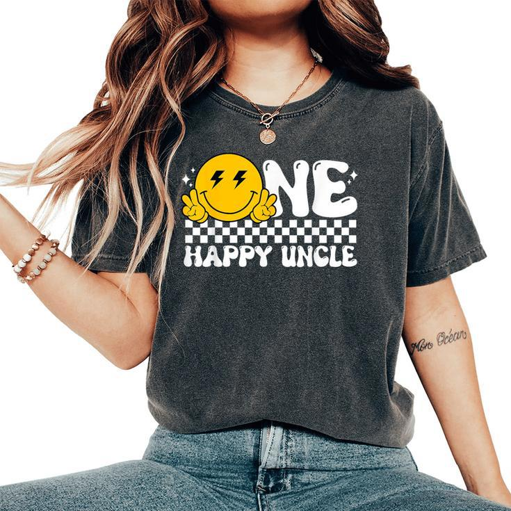 One Happy Dude Uncle Groovy 1St Birthday Family Matching Women's Oversized Comfort T-Shirt