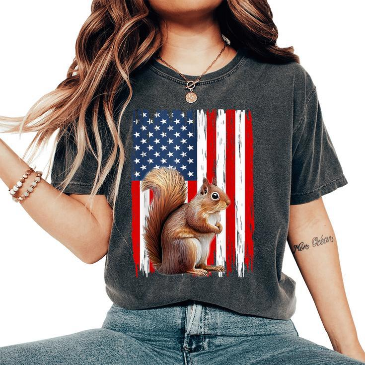 Patriotic Squirrel Usa Flag American 4Th Of July Women's Oversized Comfort T-Shirt