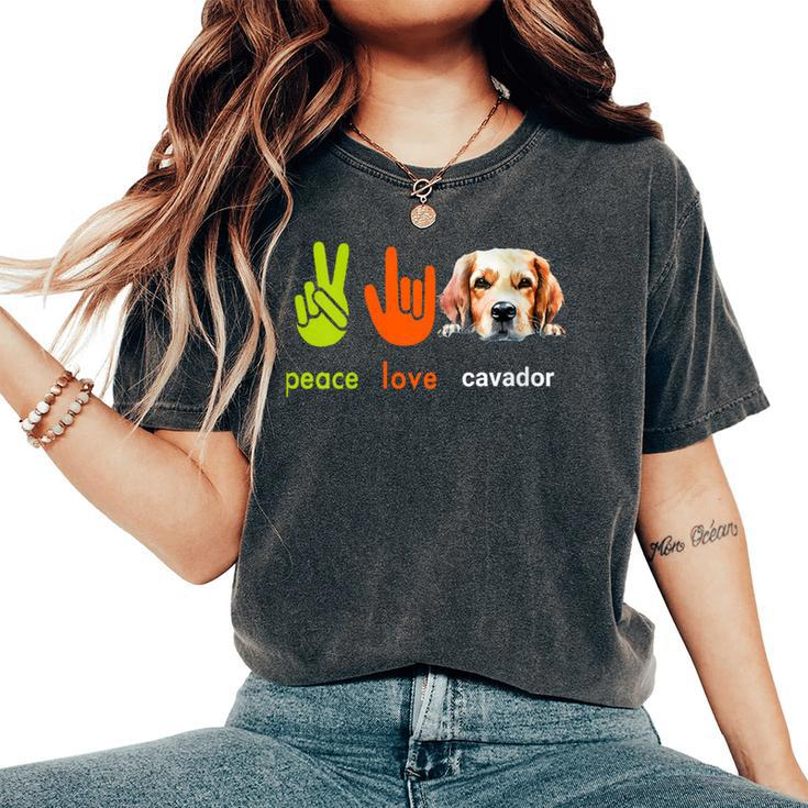 Peace Love Cavador Dog My Dogs Are My Cardio Women's Oversized Comfort T-Shirt