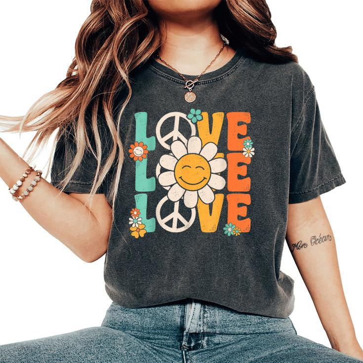 Peace Sign Love 60S 70S 80S Costume Groovy Theme Party Women's Oversized Comfort T-Shirt