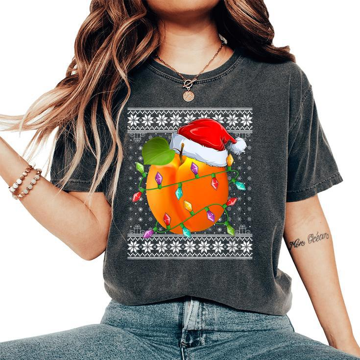Peaches Xmas Ugly Sweater Santa Lighting Peaches Christmas Women's Oversized Comfort T-Shirt