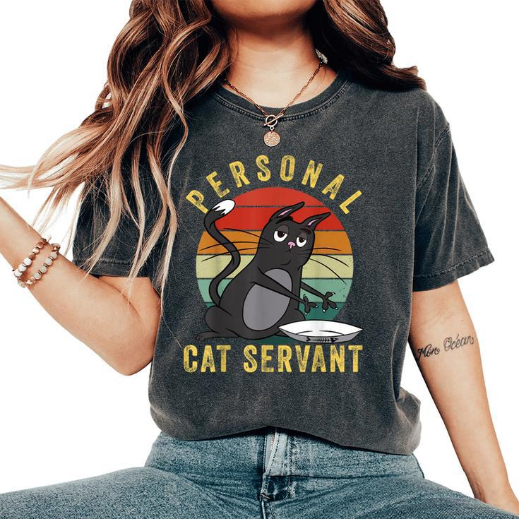 Personal Cat Servant Cat Mom Cat Dad Women's Oversized Comfort T-shirt