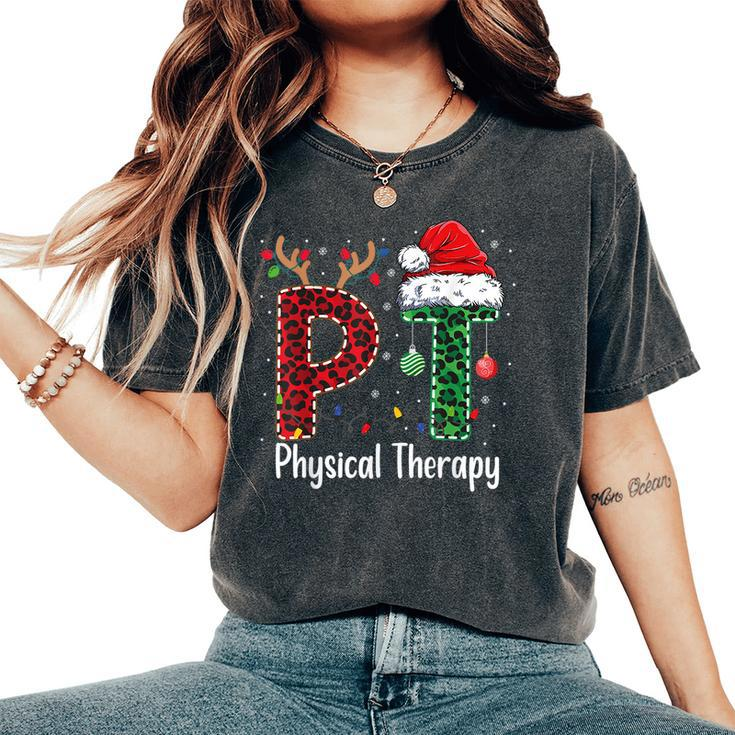 Physical Therapy Christmas Santa Hat Pt Therapist Xmas Women's Oversized Comfort T-Shirt