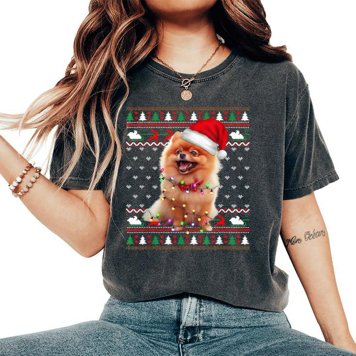 Pomeranian Christmas Ugly Sweater Dog Lover Xmas Women's Oversized Comfort T-Shirt