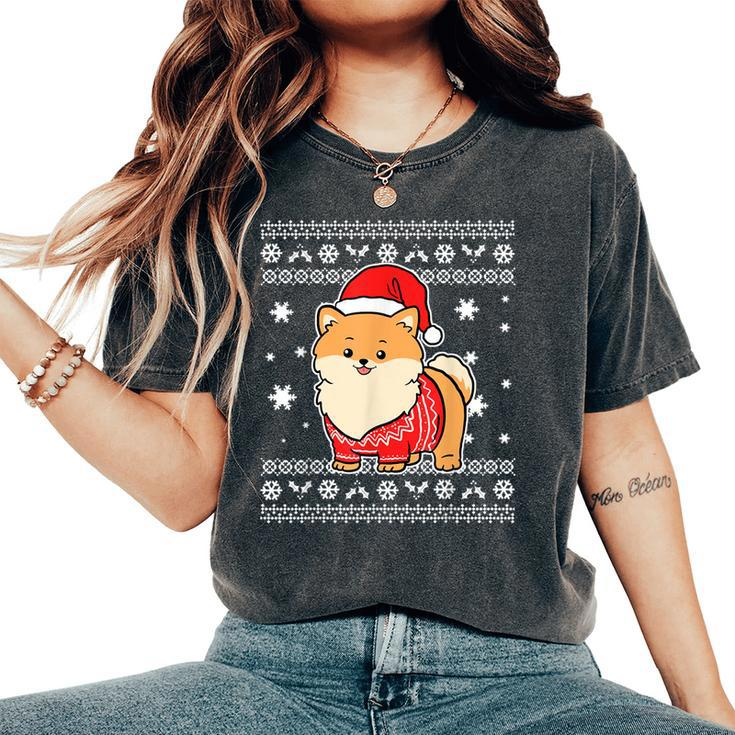 Pomeranian Ugly Christmas Sweater Women's Oversized Comfort T-Shirt