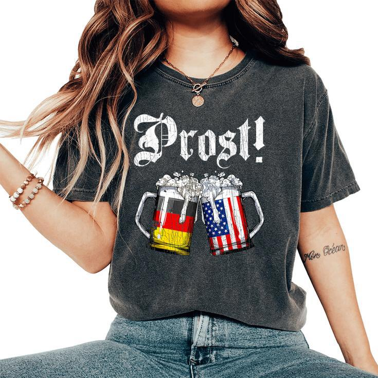 Prost Beer German American Flag Oktoberfest Women's Oversized Comfort T-Shirt