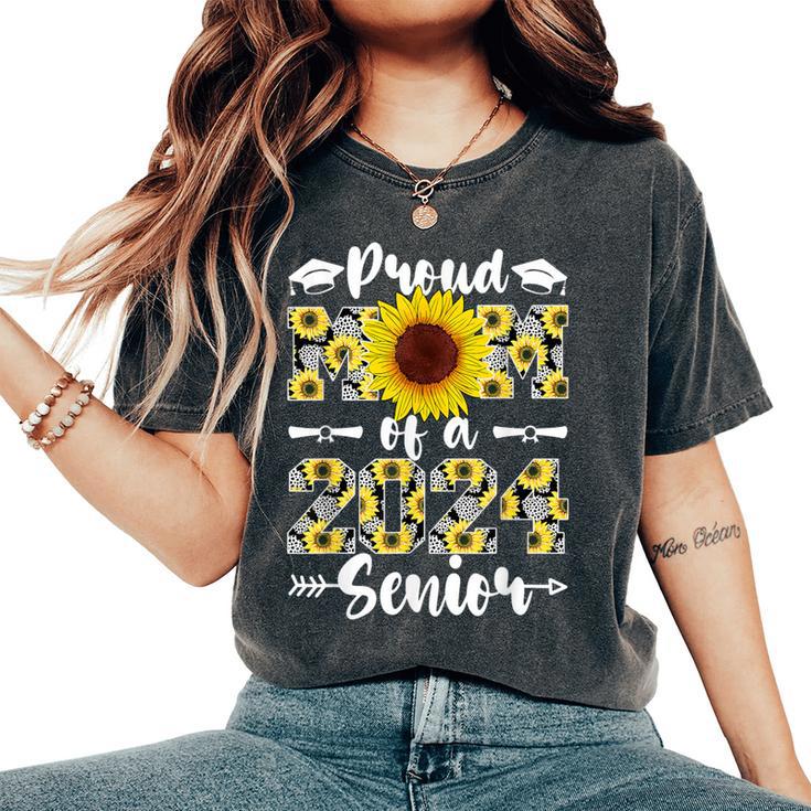 Proud Mom Class Of 2024 Senior Graduate Sunflower Senior 24 Women's Oversized Comfort T-Shirt