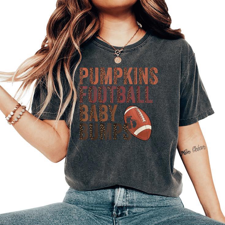 Pumpkins Football Baby Bumps Pregnancy Announcement Fall Women's Oversized Comfort T-Shirt