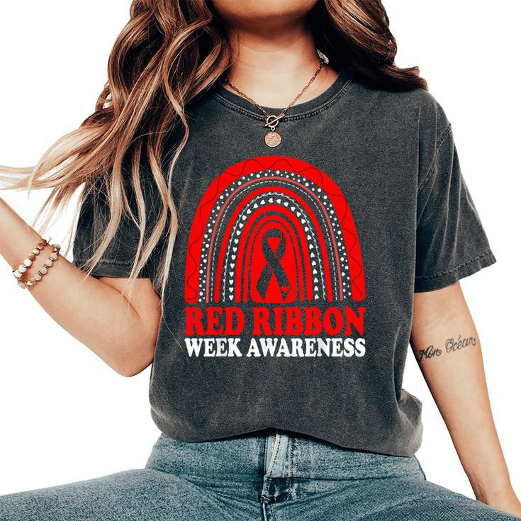 Rainbow Red Ribbon Week Leopard We Wear Red For Awareness Women's Oversized Comfort T-Shirt