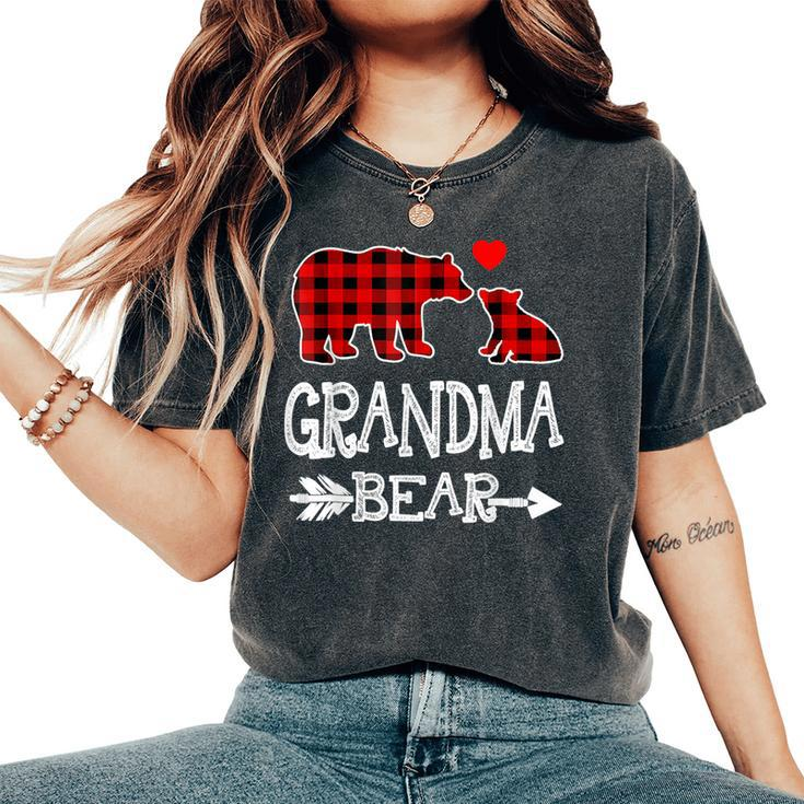 Red Plaid Grandma Bear Christmas Pajama Matching Family Women's Oversized Comfort T-Shirt