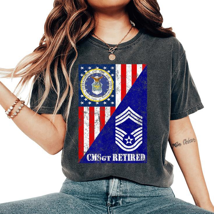 Retired Air Force Chief Master Sergeant Half Rank & Flag Women's Oversized Comfort T-Shirt
