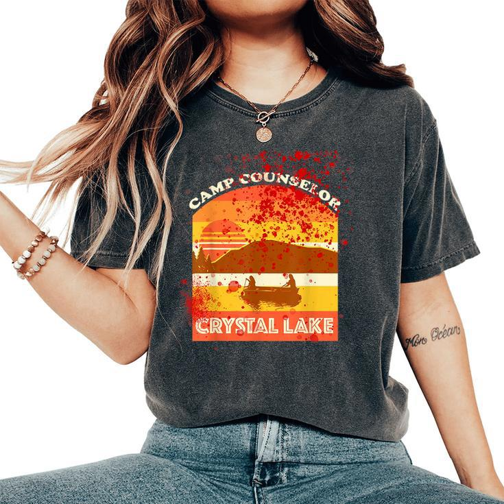 Retro Camp Counselor Crystal Lake With Blood Stains Counselor Women's Oversized Comfort T-Shirt