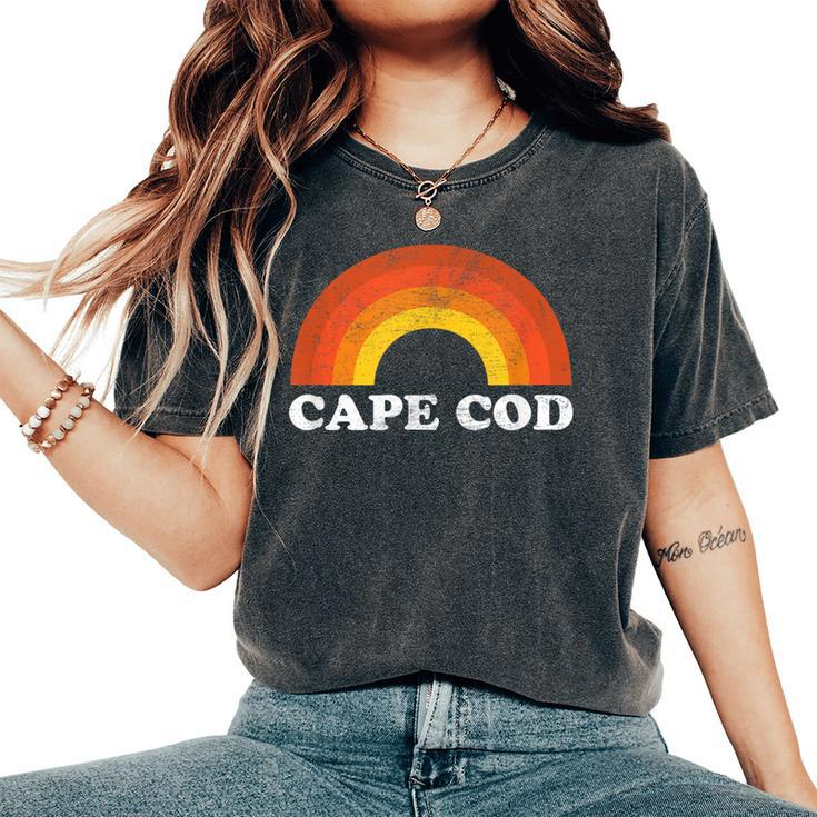 Retro Cape Cod Massachusetts Rainbow Vintage Throwback Girls Women's Oversized Comfort T-Shirt