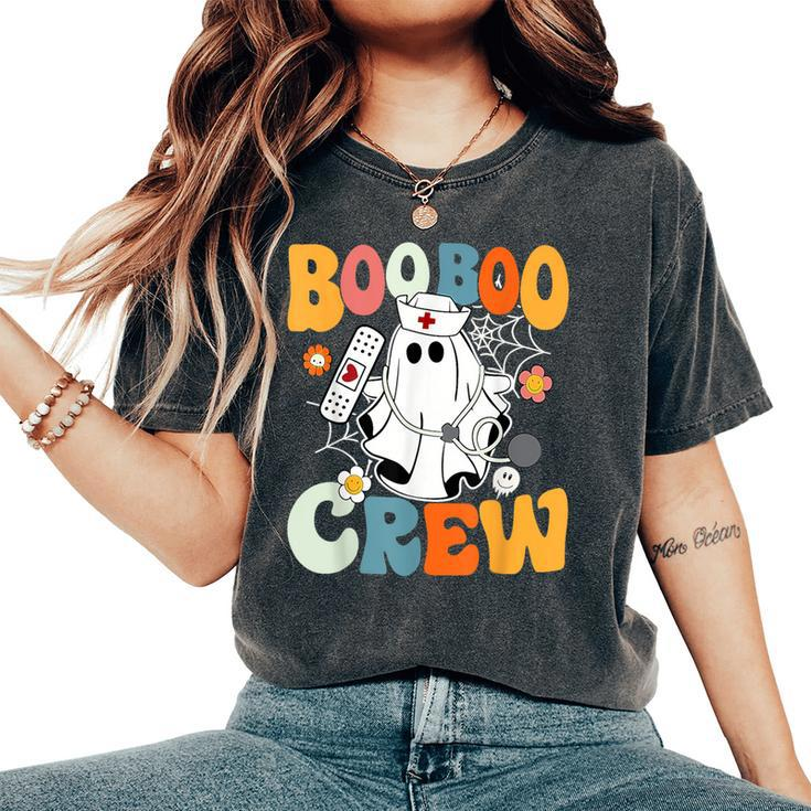 Retro Groovy Boo Boo Crew Nurse Ghost Halloween Nurse Women's Oversized Comfort T-Shirt