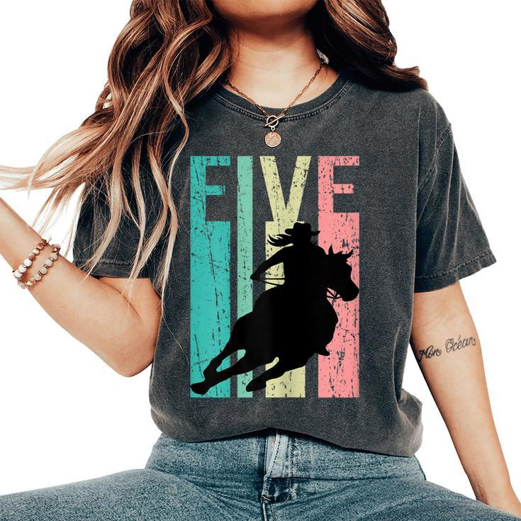 Retro Rodeo 5Th Birthday Horse Lover Cowgirl Country 5 Women's Oversized Comfort T-shirt