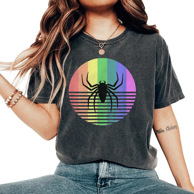 Retro Spider Gay Pride Rainbow Flag Vintage Distressed Women's Oversized Comfort T-Shirt