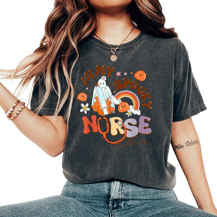 Retro In My Spooky Nurse Era Rn Icu Er Halloween Spooky Women's Oversized Comfort T-Shirt