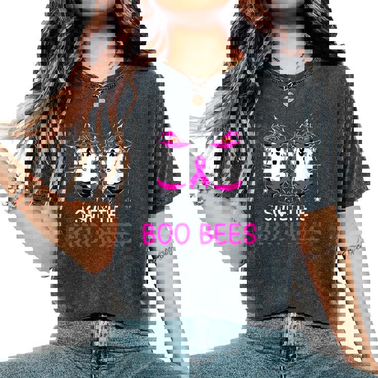 Save The Boobees Boo Bees Ribbon Breast Cancer Halloween Women's Oversized Comfort T-Shirt