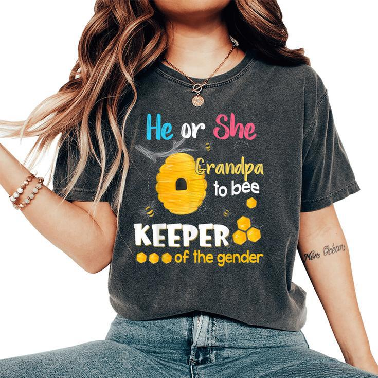 He Or She Grandpa To Bee Keeper Of The Gender Reveal Women's Oversized Comfort T-Shirt