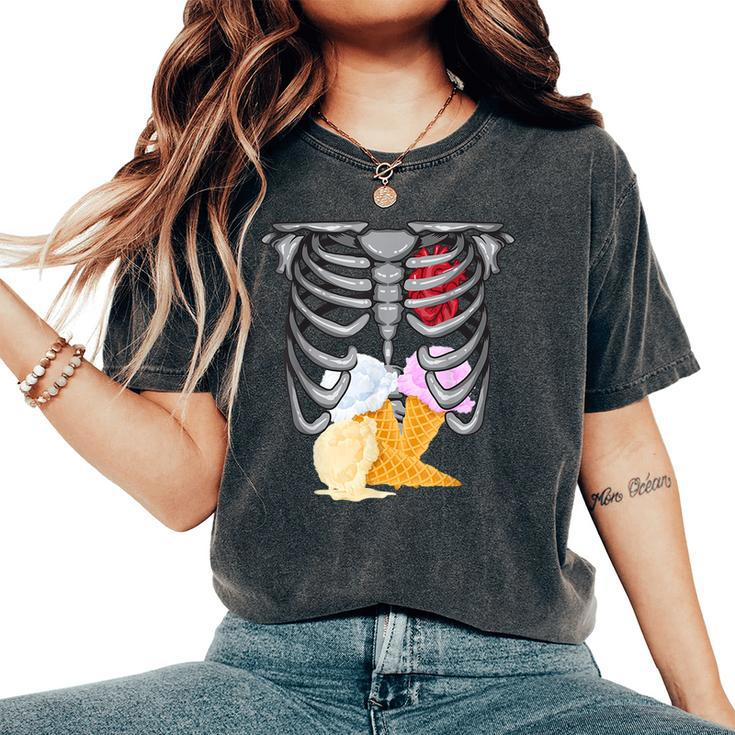 Skeleton Ice Cream | Cute Spooky Sweet Tooth Gift  Women Oversized Print Comfort T-shirt