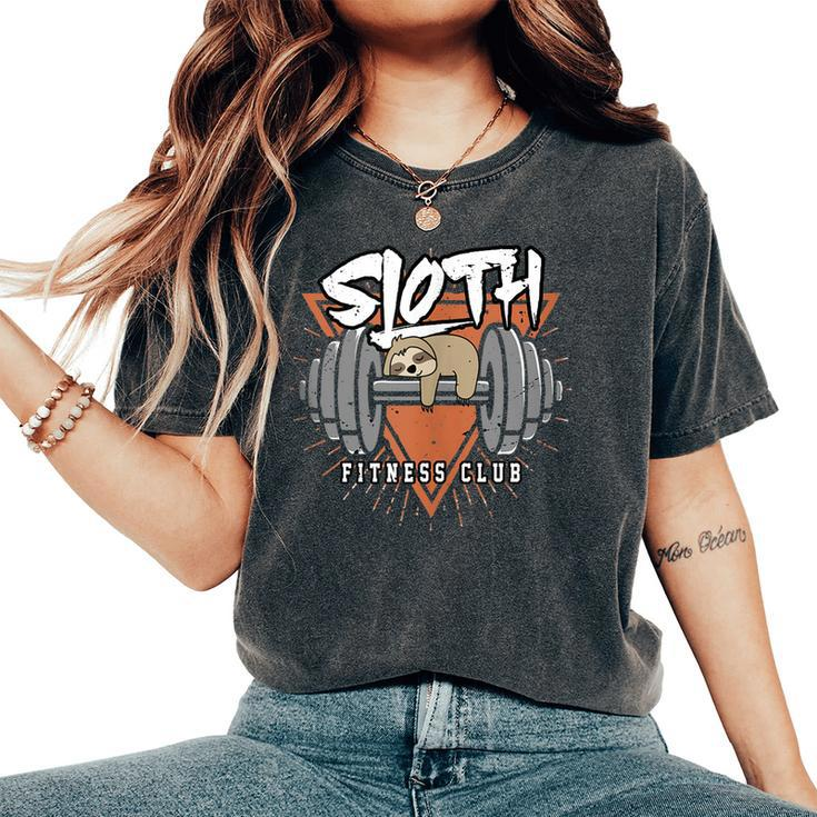 Sloth Fitness Club Sloth Workout Motivation Gift  Gift For Women Women's Oversized Graphic Print Comfort T-shirt