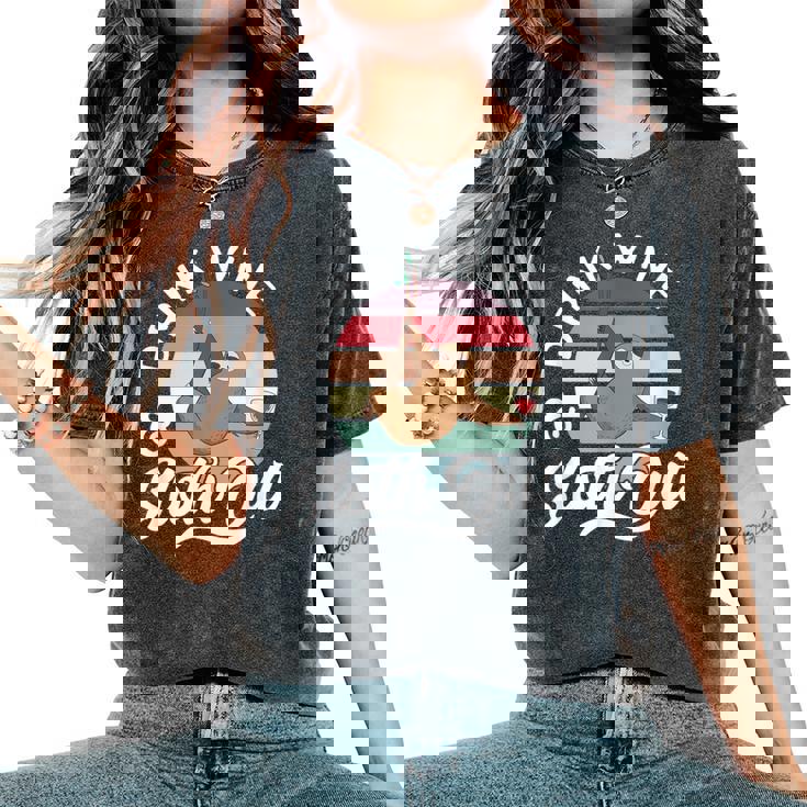 Sloth  Graphic Wine Women's Oversized Comfort T-Shirt