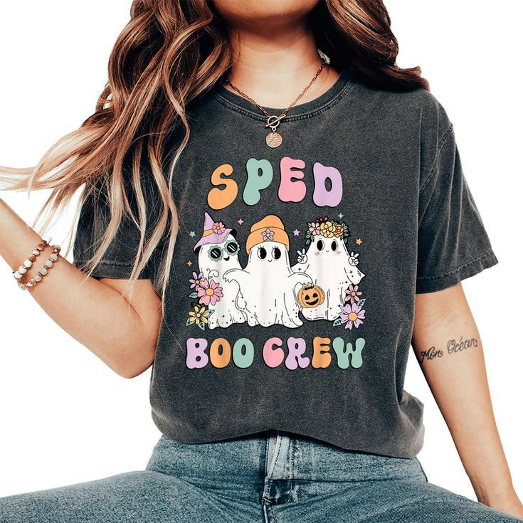 Sped Boo Crew Halloween Floral Ghost Special Ed Sped Teacher Women's Oversized Comfort T-Shirt