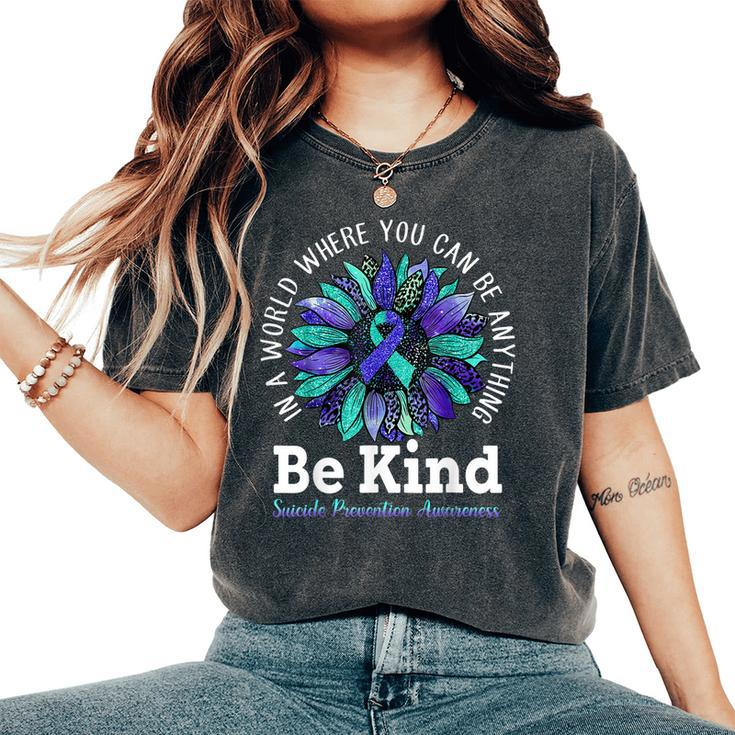 Suicide Prevention Awareness Week Be Kind Leopard Sunflower Women's Oversized Comfort T-shirt