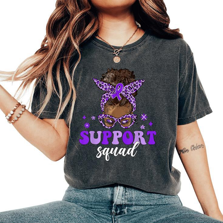 Support Squad Afro Messy Bun Domestic Violence Awareness Women's Oversized Comfort T-Shirt