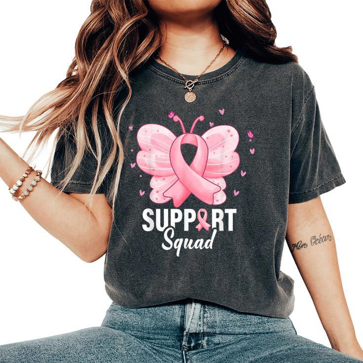 Support Squad Breast Cancer Awareness Butterfly Ribbon Women's Oversized Comfort T-Shirt