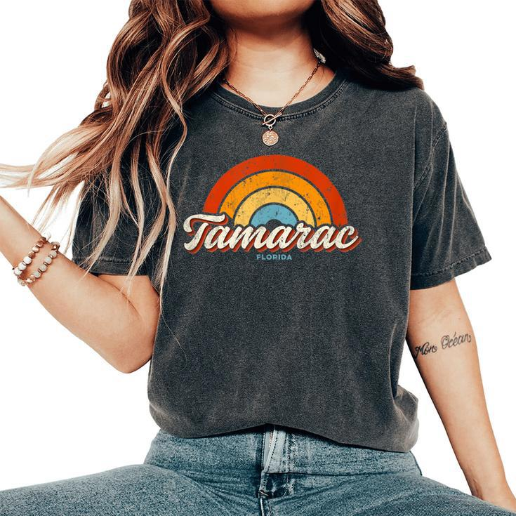Tamarac Florida Fl Vintage Rainbow Retro 70S Women's Oversized Comfort T-Shirt