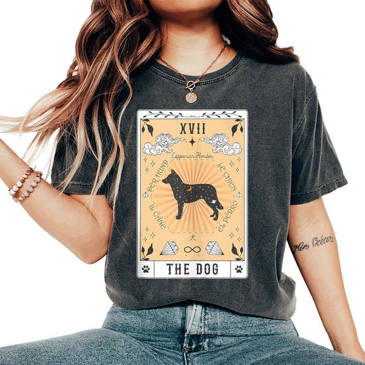 Tarot Card The Dog Lapponian Herder Celestial Space Galaxy Women's Oversized Comfort T-Shirt