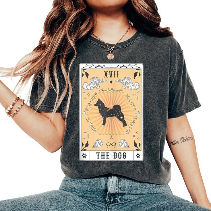 Tarot Card The Dog Norrbottenspets Celestial Space Galaxy Women's Oversized Comfort T-Shirt