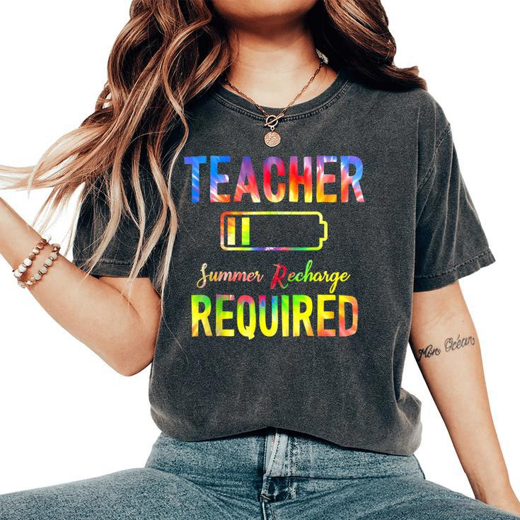 Teacher Summer Recharge Required Tie Dye Teacher Vacation Women's Oversized Comfort T-shirt
