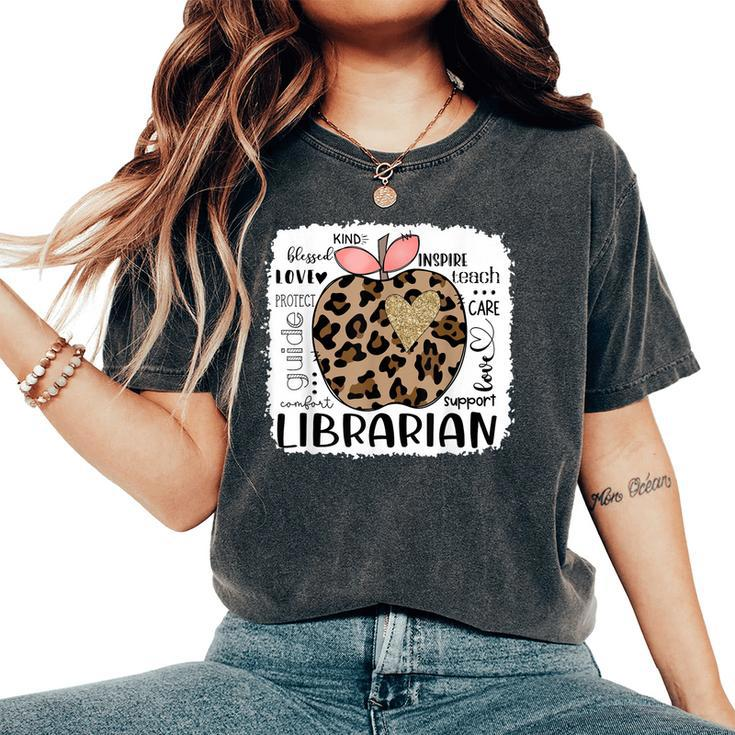 Teacherlife Leopard Apple Librarian Women's Oversized Comfort T-shirt
