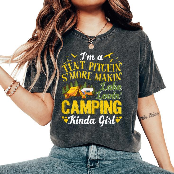 Tent Pitching Smore Making Lake Loving Camping Kinda Girl Women's Oversized Comfort T-shirt