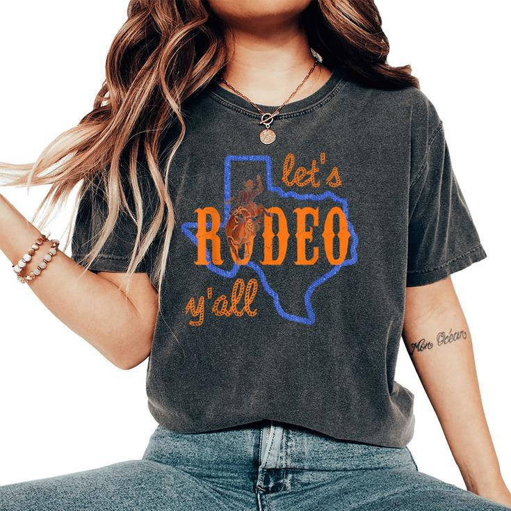 Texan Cowboy Cowgirl Let's Rodeo Y'all Cute Hlsr Women's Oversized Comfort T-Shirt