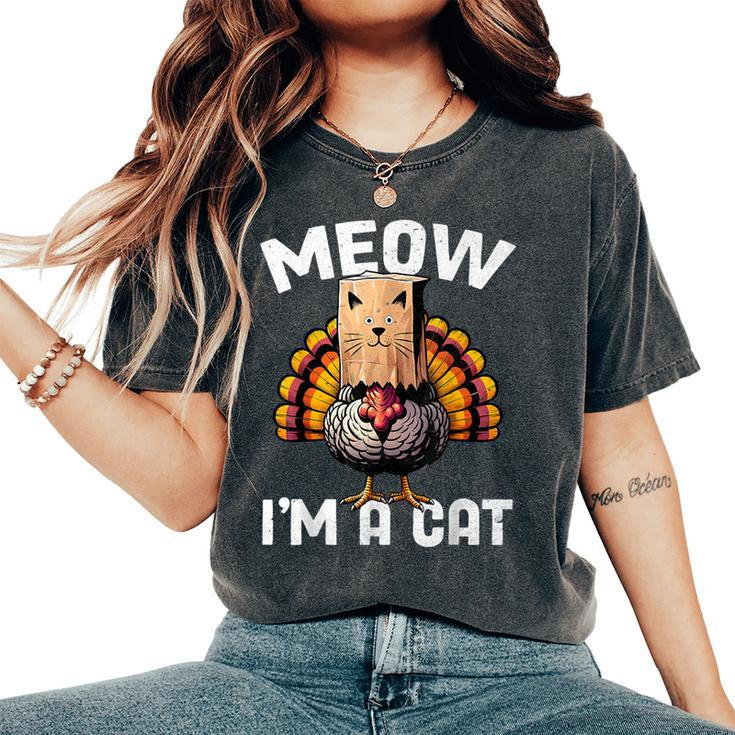 Thanksgiving Turkey Fake Cat Disguise Fall Holiday Women's Oversized Comfort T-Shirt