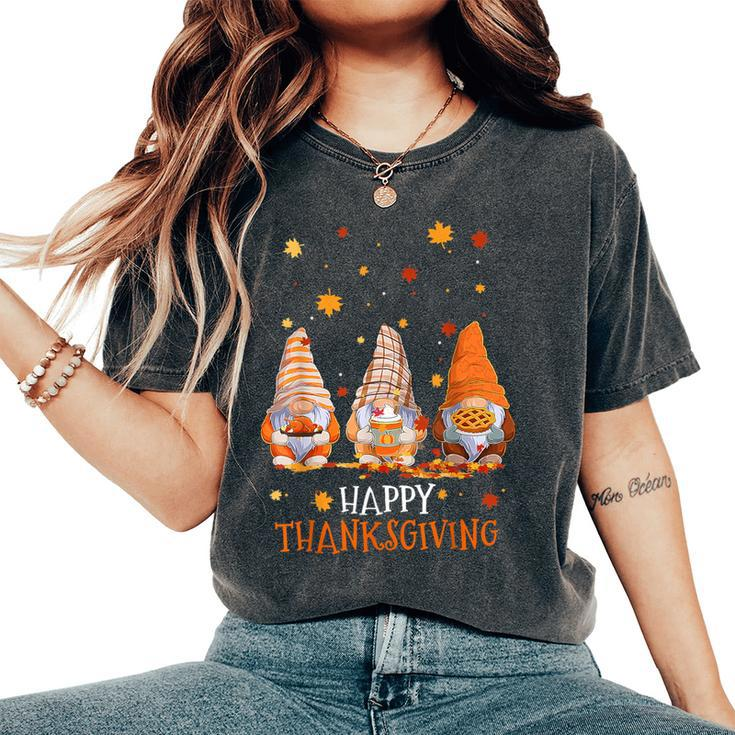 Three Gnomes Happy Thanksgiving Autumn Fall Pumpkin Spice Women's Oversized Comfort T-Shirt