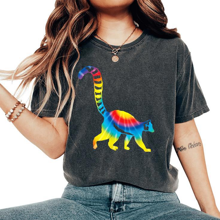 Tie Dye Indri Rainbow Print Lemur Animal Hippie Peace Women's Oversized Comfort T-Shirt
