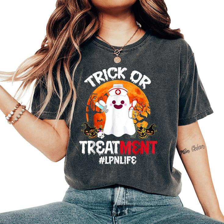 Trick Or Treatment Boo Ghost Lpn Life Nurse Halloween Women's Oversized Comfort T-Shirt